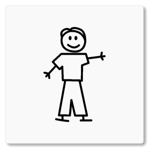 WC chlapci, 100x100mm, bílá, Nevada